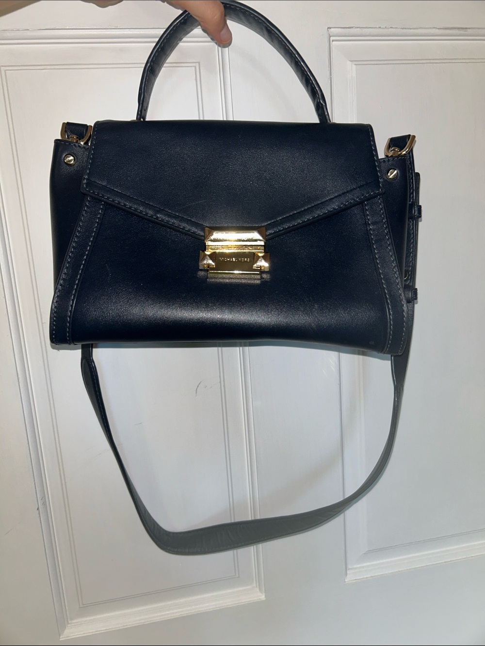 Michael Kors Navy Top-Handle Crossbody with Gold Hardware